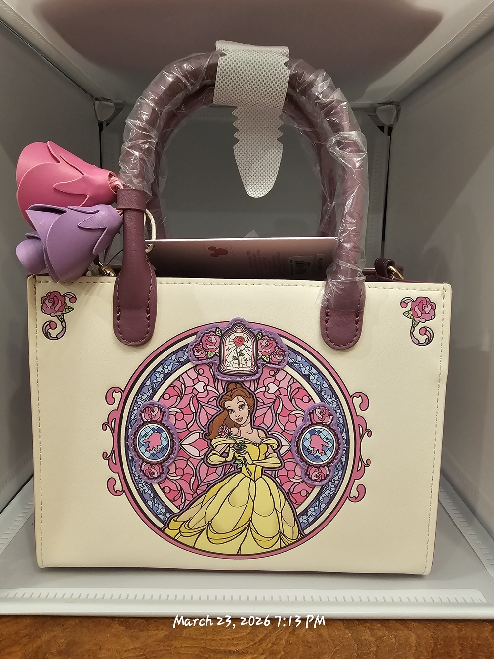 Loungefly Disney Beauty and the Beast Belle Stained Glass Portrait Crossbody Bag